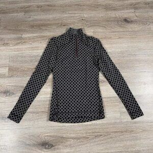Smartwool Women's Sweater Quarter Zip Base Layer 100% Merino Wool M Black/Gray